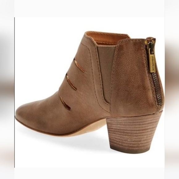 Aquatalia Frieda Sport Calf Taupe Leather Slit Ankle Booties - Picture 12 of 12